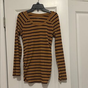Motherhood Maternity Striped Long Sleeve Top - Brown and Black